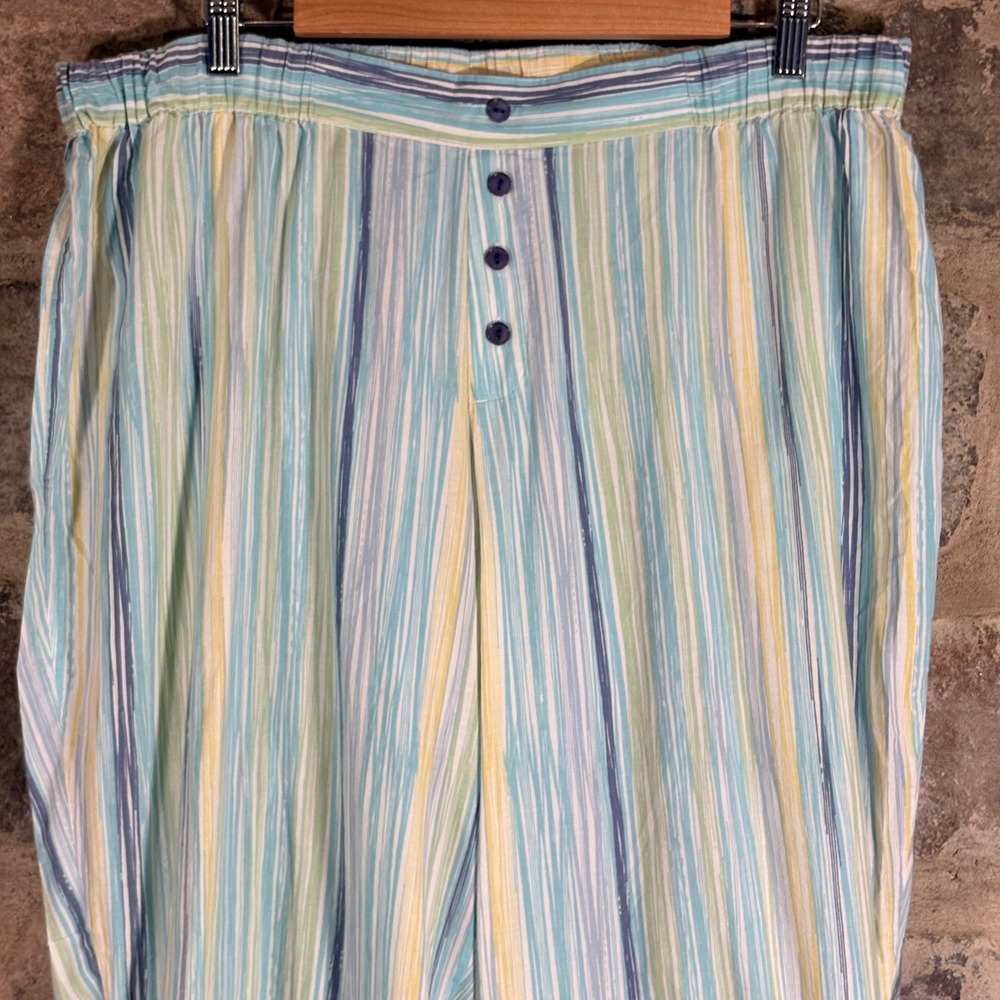 Cacique Striped Pajama Pants Lounge Sleepwear‎ Women's Size 18/20 Blue Yellow - Picture 4 of 10